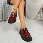 Damen Modische Loafers mit robustem Profil und dekorativem Schnallen-Detail R&B