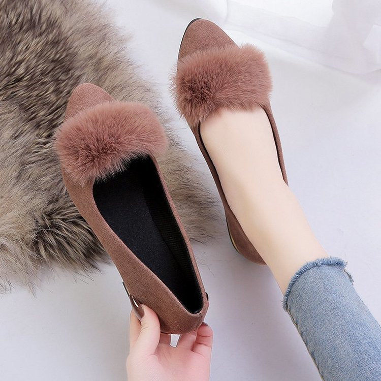 Damen Ballerinas mit dekorativem Pelzdetail R&B