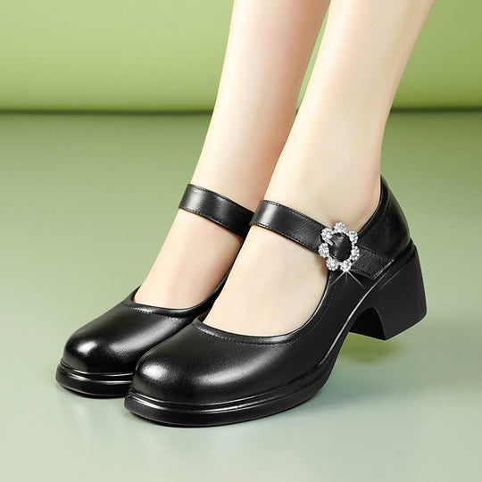 Damen Mary Jane Schuhe mit eleganter Strassverzierung und komfortablem Blockabsatz R&B
