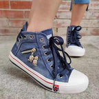 Damen Hohe Sneakers im modernen Used-Look mit modischen Reißverschlussdetails R&B
