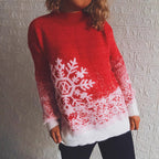 Damen festlicher Strickpullover mit winterlichem Schneeflockenmotiv R&B