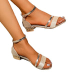 Damen Glamouröse Riemensandalen mit glänzenden Akzenten und komfortablem Blockabsatz R&B