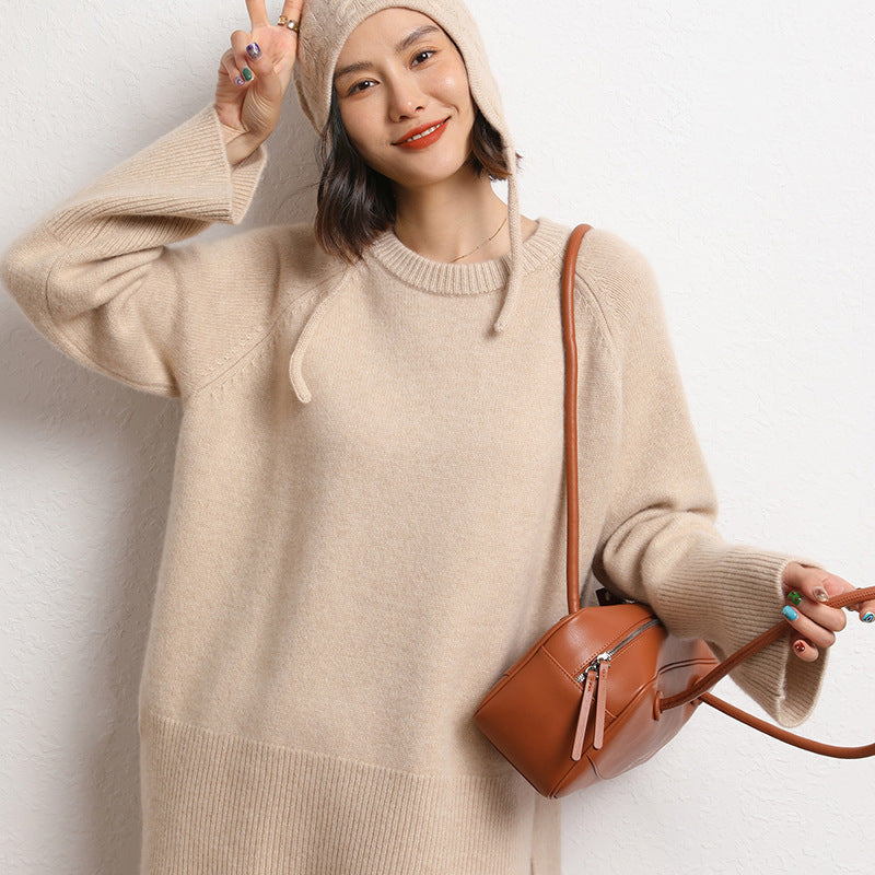 Damen Eleganter, lässiger Strickpullover mit weitem Schnitt und detailreichen Ärmeln R&B