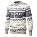 Herren Strickpullover mit modernem Zopfmuster und hohem Kragen