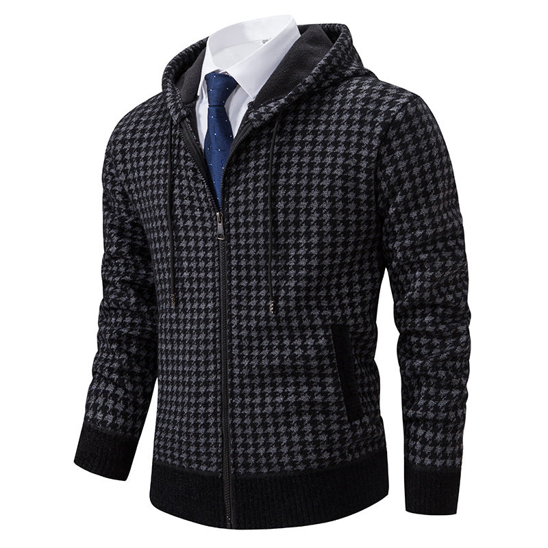 Herren elegante und bequeme Strickjacke mit Kapuze R&B