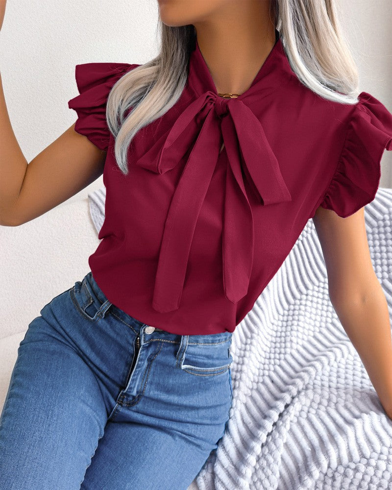 Damen Bluse mit Rüschendetails und schickem Schleifenelement R&B