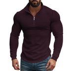 Herren eleganter Stehkragenpullover mit Reißverschluss und strukturiertem Design R&B