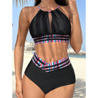 Damen Hochtaillierter Bikini mit modischem Wickeldesign R&B