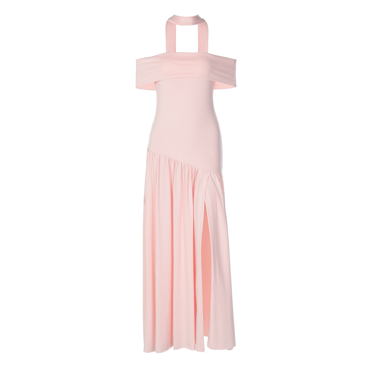 Damen Maxikleid mit schulterfreiem Design und seitlichem Schlitz R&B