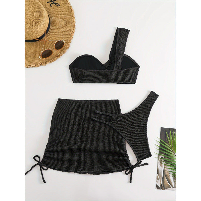 Damen Bikini-Set mit asymmetrischem Oberteil und femininer Rüschendetail R&B