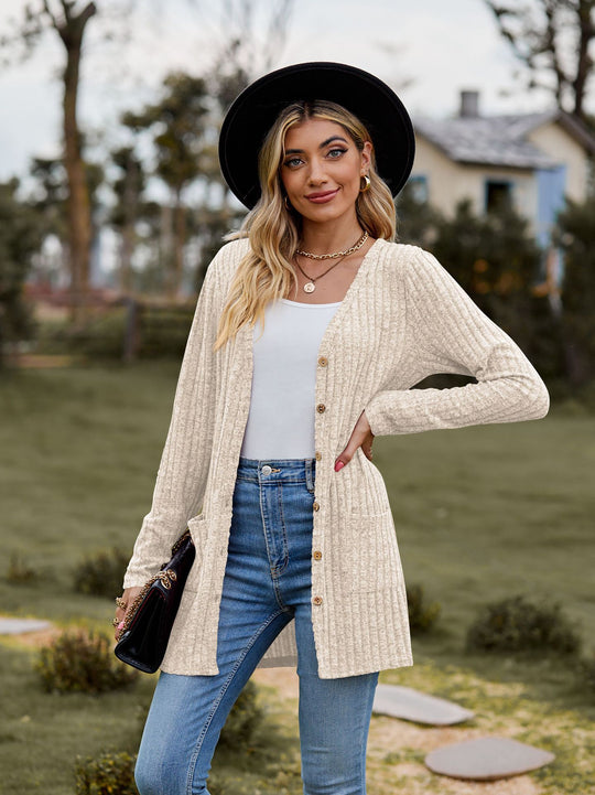Damen Strickjacke mit strukturiertem Muster und praktischen Taschen R&B 1753970709