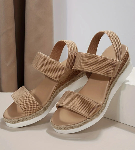 Damen Wedge-Sandalen mit elastischen Riemen und komfortablem Fußbett R&B