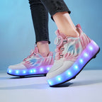 Damen LED Leuchtschuhe mit Rollerskate-Funktion