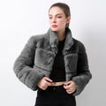 Damen modische kurze Kunstpelzjacke R&B
