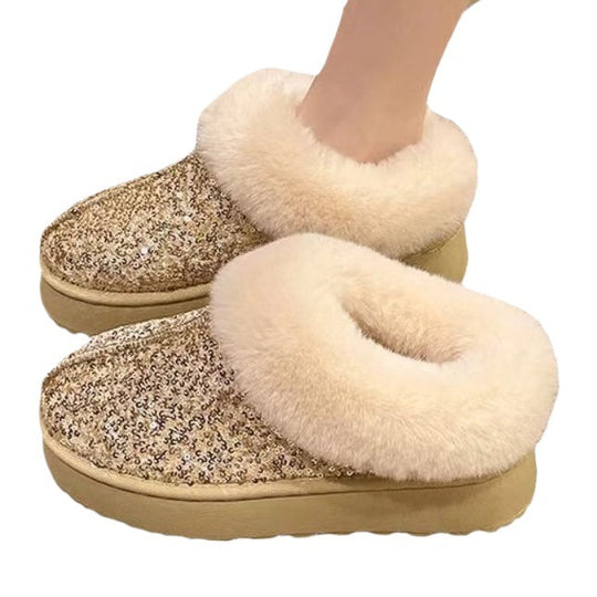 Damen Flauschige Glitzer Hausschuhe R&B