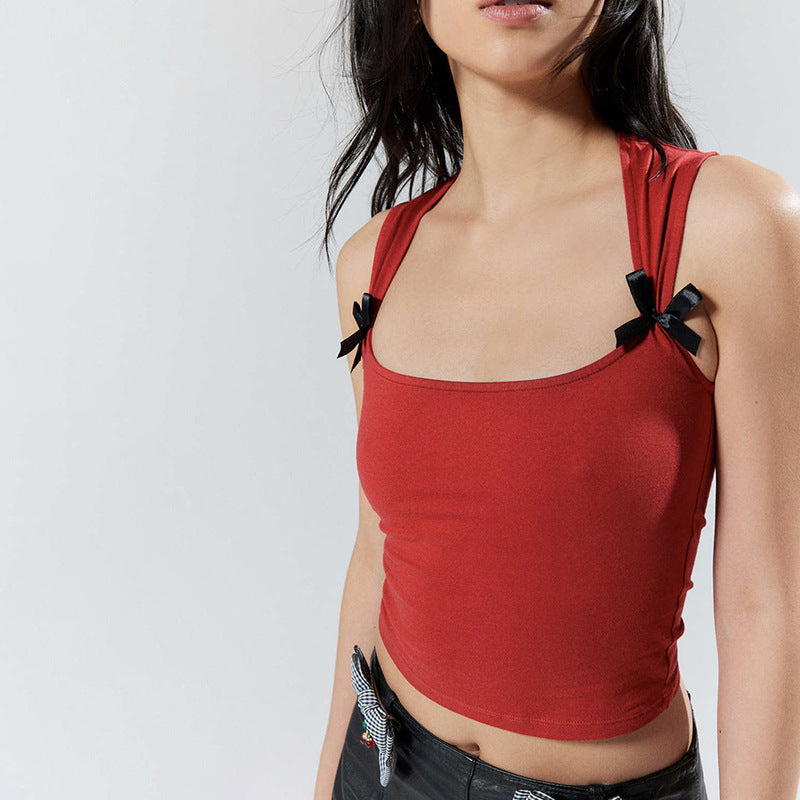 Damen Crop-Top mit verspielten Schleifendetails