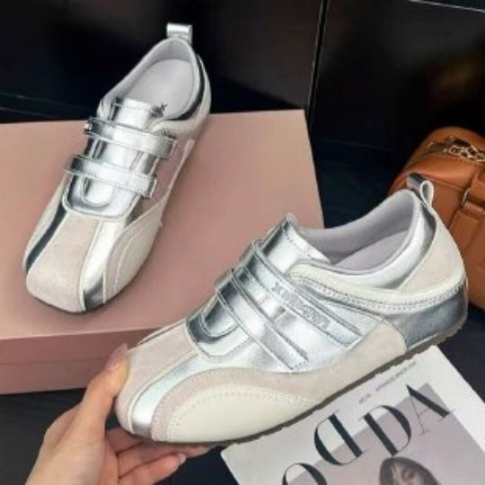Damen Sportliche Sneakers mit metallic Akzenten und praktischen Klettverschlüssen R&B