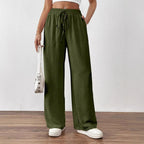 Damen Weit geschnittene Sommerhose mit elastischem Bund und Kordelzug R&B
