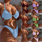 Damen Triangel-Bikini mit strukturiertem Oberteil und hoher Taille R&B