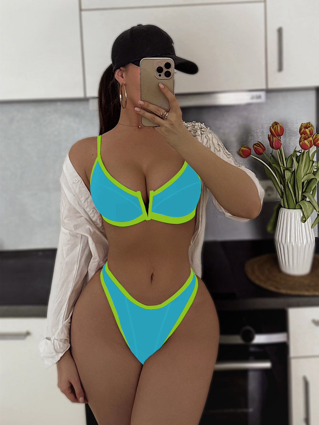 Damen Push-up Bikini mit stylischem V-Ausschnitt R&B