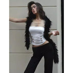 Damen Stylisches Top mit verstellbaren Spaghettiträgern und Knopfdetail R&B