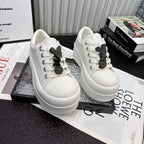 Damen Plateau Sneaker mit trendigem Design und elastischen Schnürsenkeln