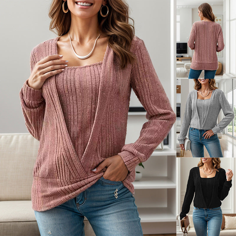 Damen Strickjacke mit Raffungen und V-Ausschnitt R&B