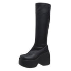 Damen Wedge-Stiefel mit robustem Plateau und modischem Design R&B
