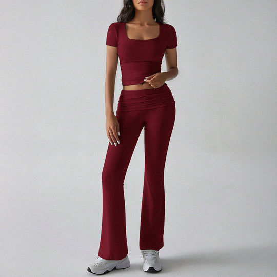 Damen Sportliches Oberteil mit hohen Taillenleggings aktivem Set R&B