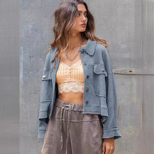 Damen gemütliche Waffle-Jacke R&B