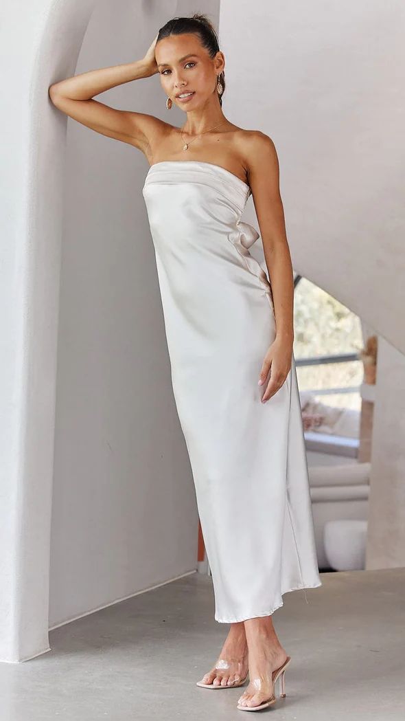 R&B | Satin rückenfreies Röhrentop Kleid
