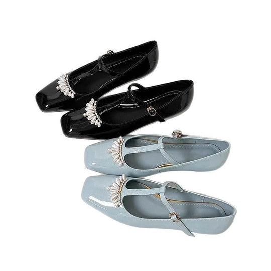 Damen Slingback-Ballerinas mit dekorativen Perlenapplikationen und elegantem Riemen R&B