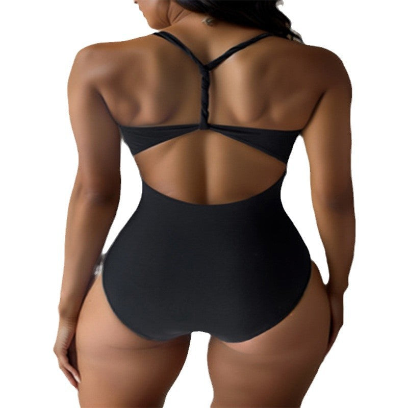Damen Einteiliger Badeanzug mit tiefem V-Ausschnitt und seitlichen Cut-Outs R&B