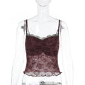 Damen Spitzen-Crop-Top mit floralem Design R&B
