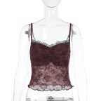 Damen Spitzen-Crop-Top mit floralem Design R&B