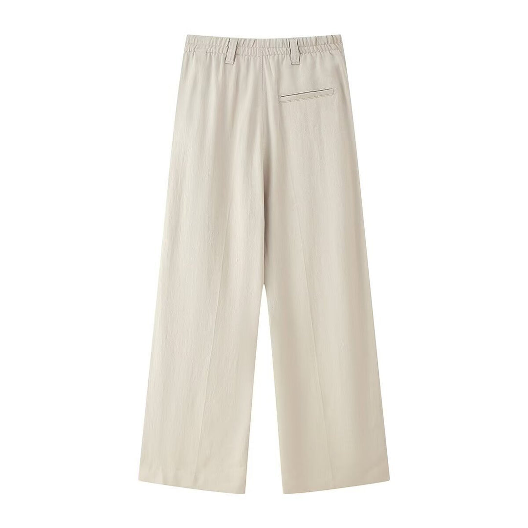 Damen weit High-Waist Hose mit eleganter Faltenlegung und komfortablem Schnitt R&B