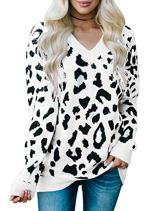 Damen Strickpullover mit modernem Leopardenmuster R&B