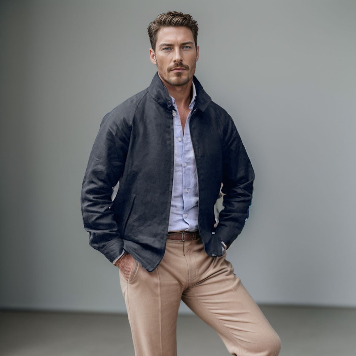 Herren lässige Übergangsjacke mit praktischen Reißverschlusstaschen R&B