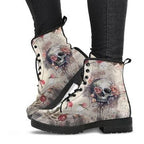 Damen Schnürstiefeletten mit kreativem Totenkopf-Design und robustem Profilsohle R&B