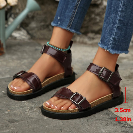 Damen verstellbare Riemchen-Sandalen mit komfortabel gepolsterter Sohle R&B