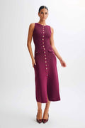 Damen Strick-Maxikleid mit durchgehendem Knopfverschluss