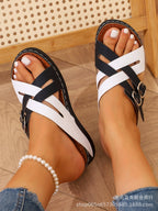 Damen bequeme Sandalen mit verstellbaren Riemen und anatomischer Fußbett R&B