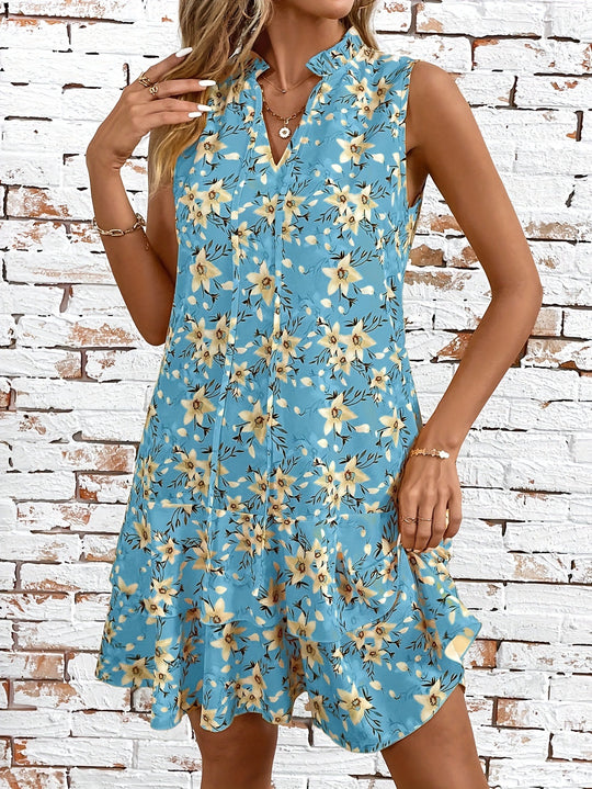 Damen Verspieltes Sommerkleid mit geknotetem Kragen R&B
