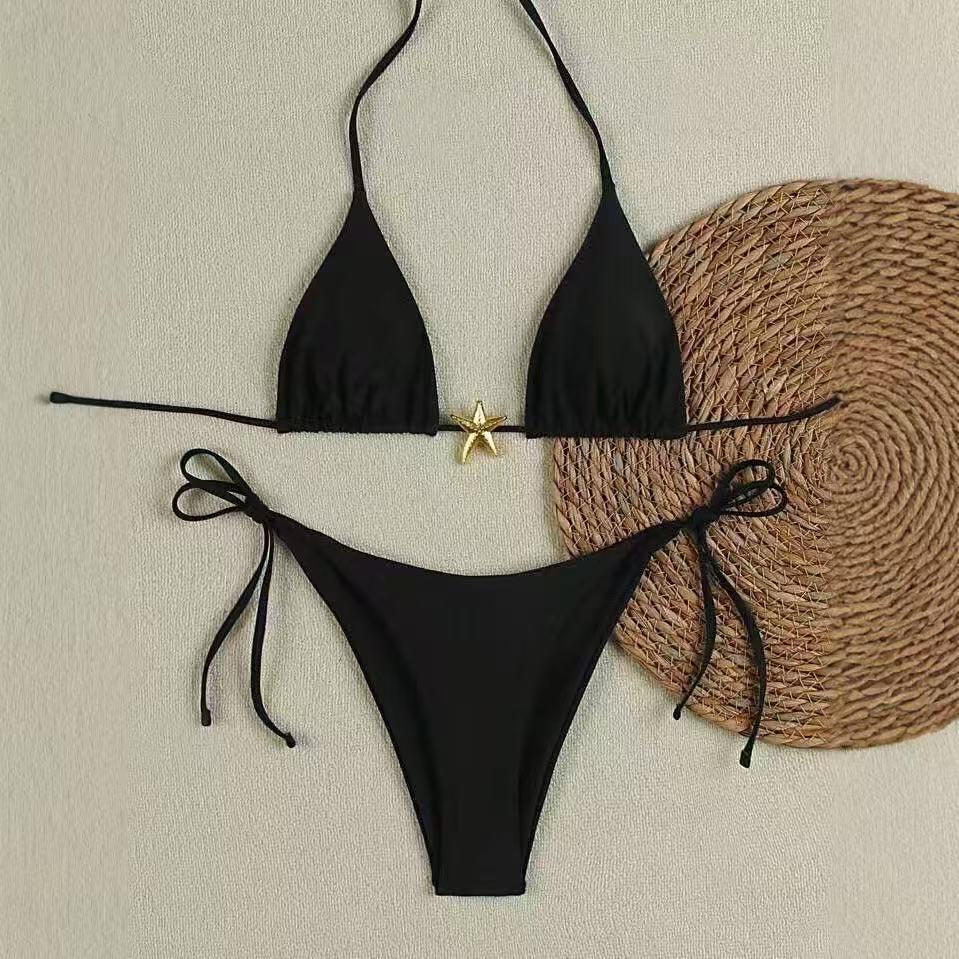 Damen Bikini-Set mit verstellbarem Triangel-Oberteil und hoher Taillenhose R&B