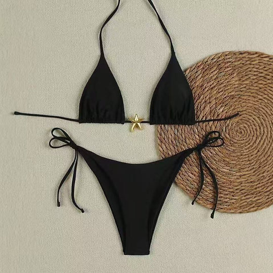 Damen Bikini-Set mit verstellbarem Triangel-Oberteil und hoher Taillenhose R&B