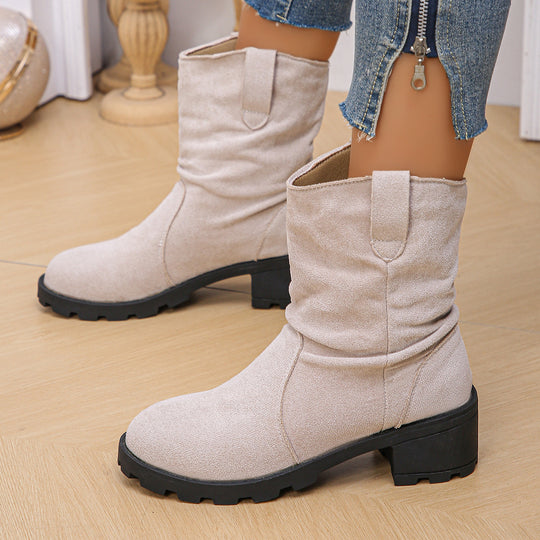 Damen Modische Stiefeletten mit gefüttertem Kragen und robustem Profil R&B