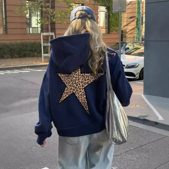 Damen Kapuzenpullover mit glitzerndem Sternmotiv R&B