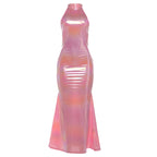 Damen Glänzendes Abendkleid mit hochgeschlossenem Design und schmalem Schnitt R&B