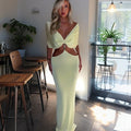 Damen Exklusives Abendkleid mit tiefem V-Ausschnitt und Cut-Outs