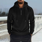 Herren Sportlicher Kapuzenpullover mit kurzem Reißverschluss und atmungsaktiven Einsätzen R&B